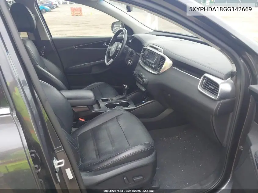 2016 Kia Sorento 2.0T Ex VIN: 5XYPHDA18GG142669 Lot: 42257533