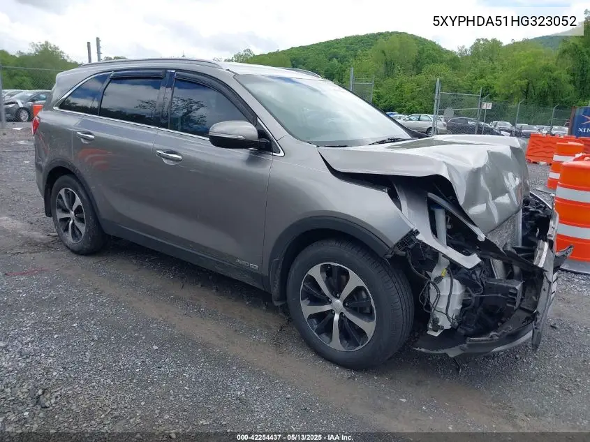 2017 Kia Sorento 3.3L Ex VIN: 5XYPHDA51HG323052 Lot: 42254437