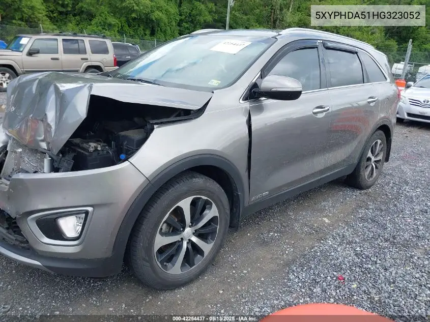 2017 Kia Sorento 3.3L Ex VIN: 5XYPHDA51HG323052 Lot: 42254437