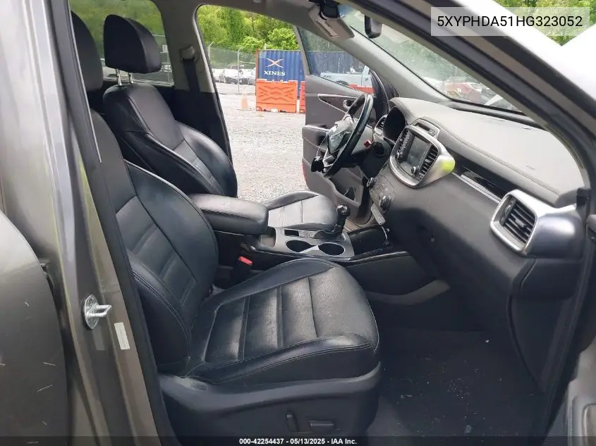 2017 Kia Sorento 3.3L Ex VIN: 5XYPHDA51HG323052 Lot: 42254437