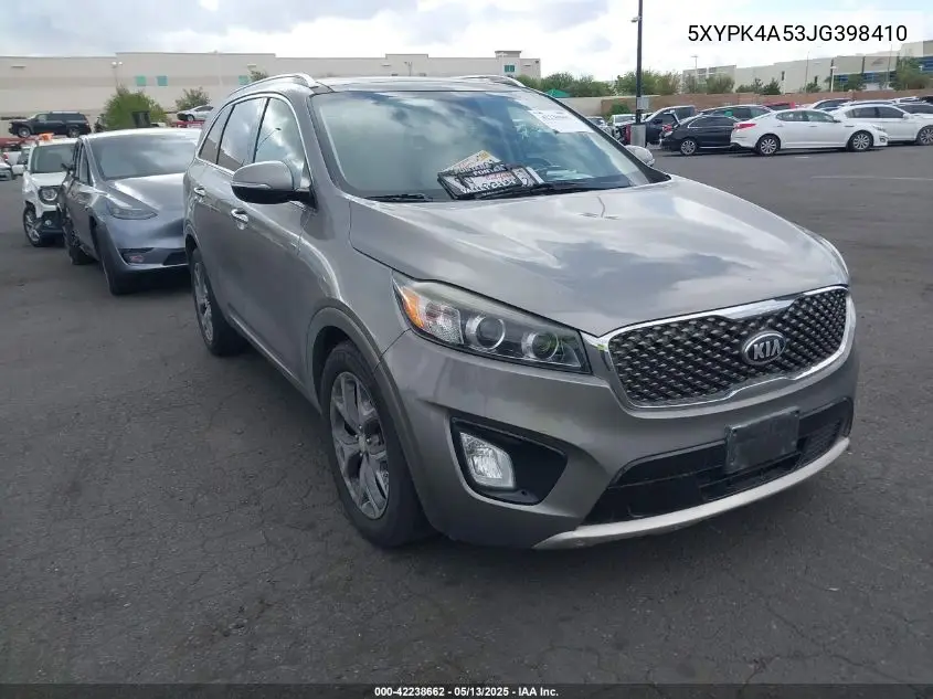 2018 Kia Sorento 3.3L Sx VIN: 5XYPK4A53JG398410 Lot: 42238662