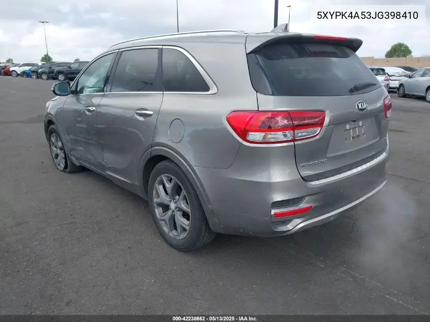 2018 Kia Sorento 3.3L Sx VIN: 5XYPK4A53JG398410 Lot: 42238662