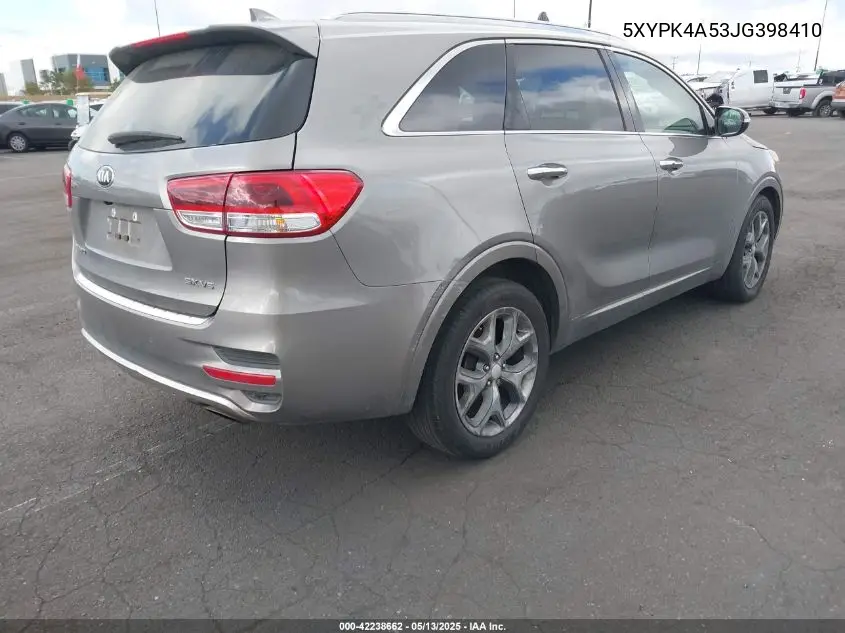 2018 Kia Sorento 3.3L Sx VIN: 5XYPK4A53JG398410 Lot: 42238662