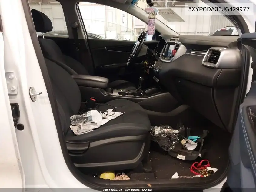2018 Kia Sorento 2.4L Lx VIN: 5XYPGDA33JG429977 Lot: 42265792