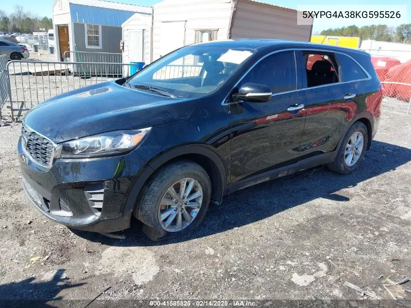 2019 Kia Sorento 2.4L L VIN: 5XYPG4A38KG595526 Lot: 41585825