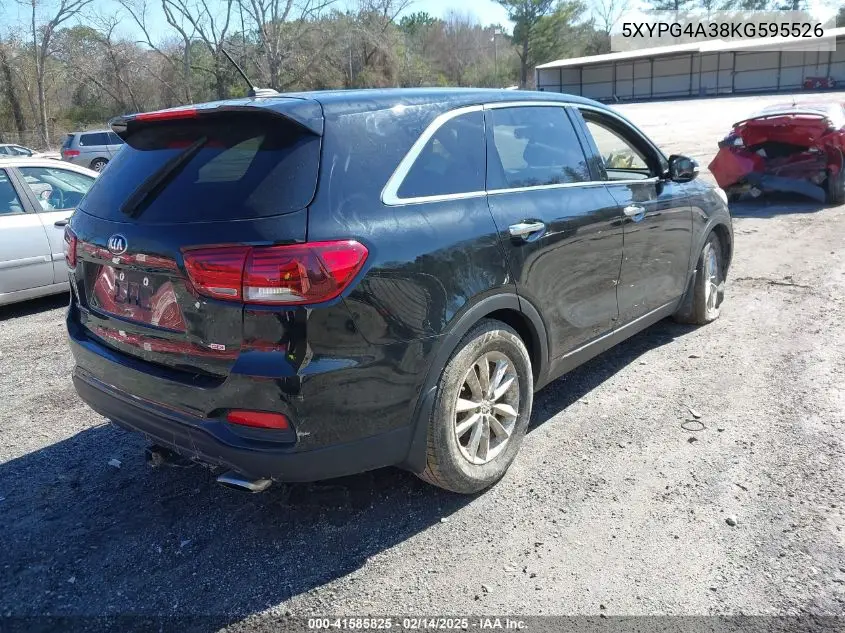 2019 Kia Sorento 2.4L L VIN: 5XYPG4A38KG595526 Lot: 41585825