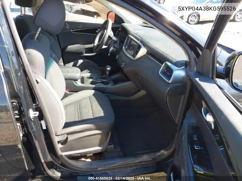 2019 Kia Sorento 2.4L L VIN: 5XYPG4A38KG595526 Lot: 41585825