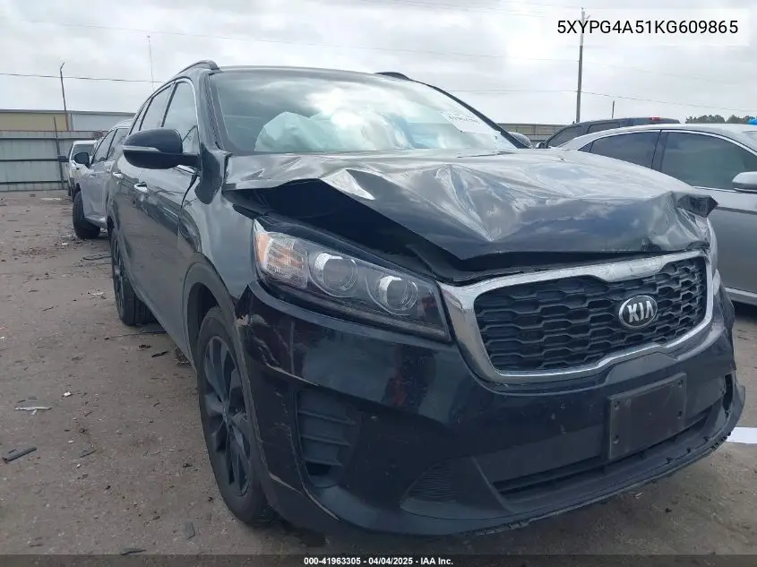 2019 Kia Sorento 3.3L S VIN: 5XYPG4A51KG609865 Lot: 41963305