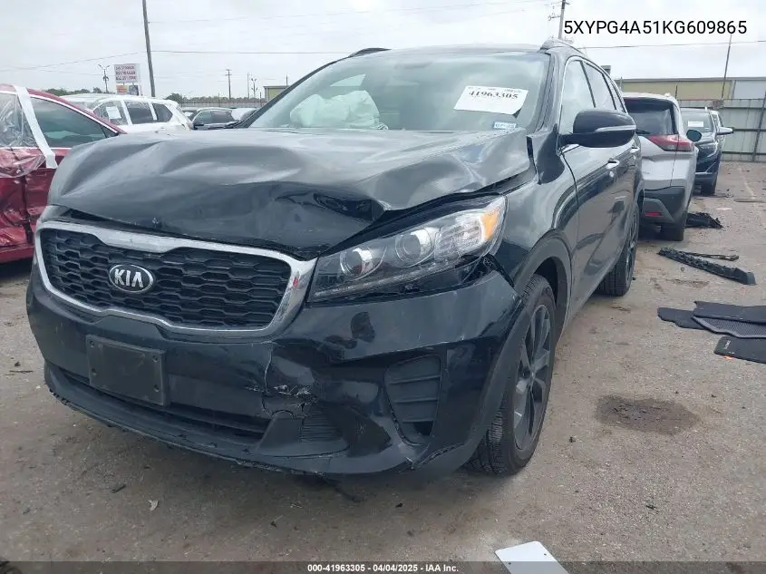 2019 Kia Sorento 3.3L S VIN: 5XYPG4A51KG609865 Lot: 41963305