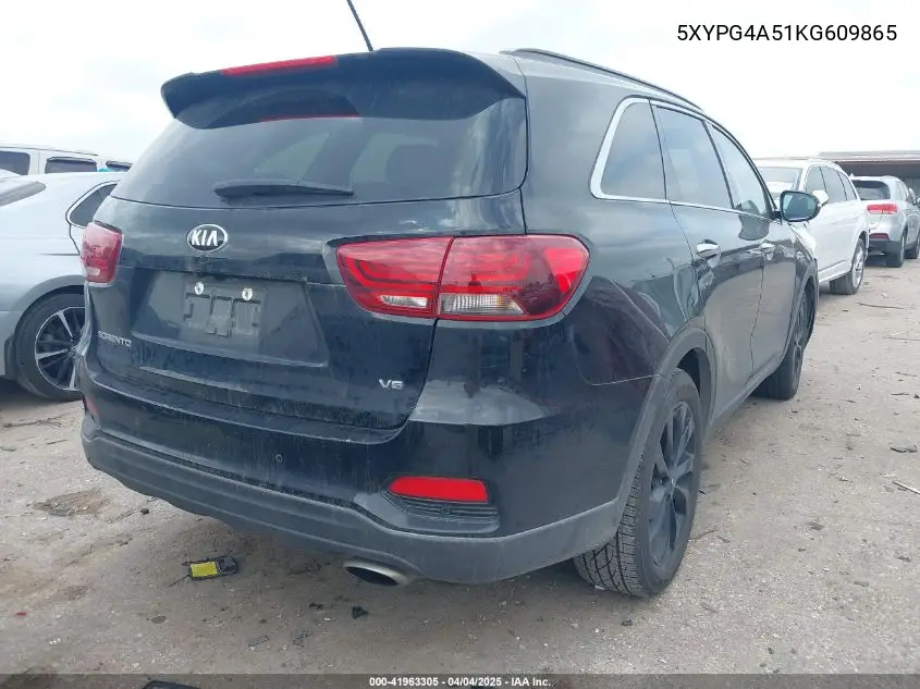 2019 Kia Sorento 3.3L S VIN: 5XYPG4A51KG609865 Lot: 41963305