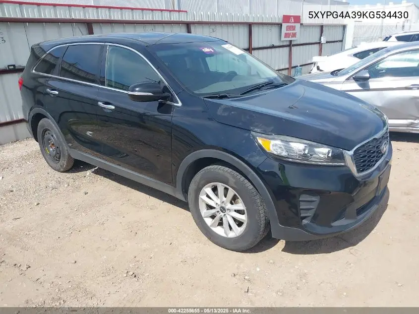 2019 Kia Sorento 2.4L L VIN: 5XYPG4A39KG534430 Lot: 42255655