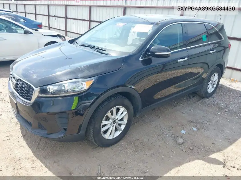 2019 Kia Sorento 2.4L L VIN: 5XYPG4A39KG534430 Lot: 42255655