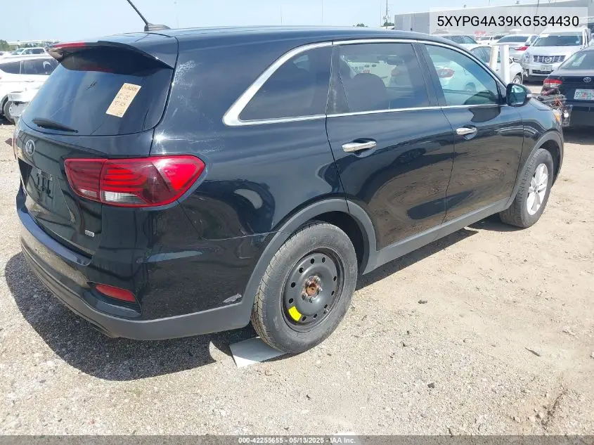 2019 Kia Sorento 2.4L L VIN: 5XYPG4A39KG534430 Lot: 42255655