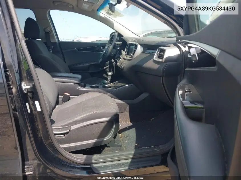 2019 Kia Sorento 2.4L L VIN: 5XYPG4A39KG534430 Lot: 42255655