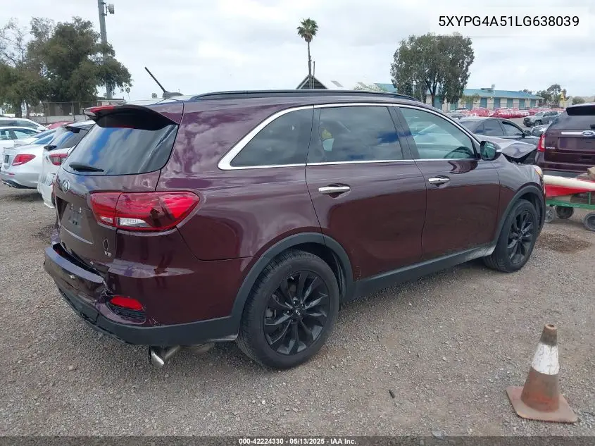 2020 Kia Sorento 3.3L S VIN: 5XYPG4A51LG638039 Lot: 42224330