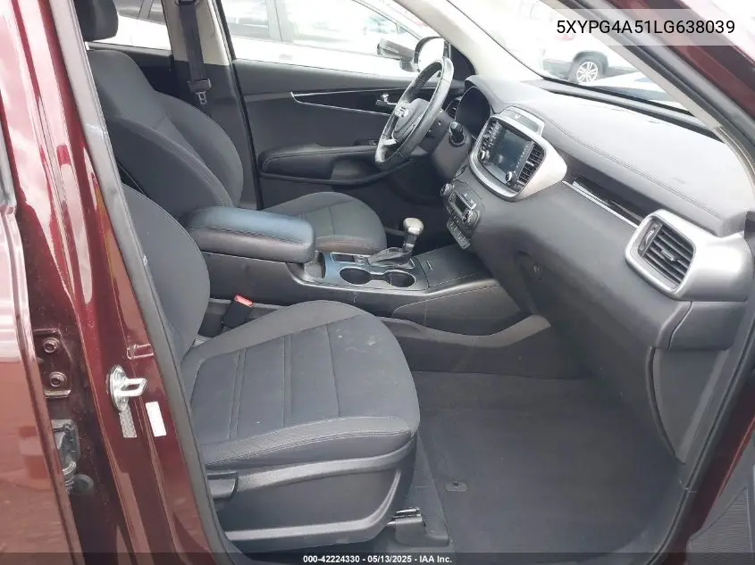 2020 Kia Sorento 3.3L S VIN: 5XYPG4A51LG638039 Lot: 42224330