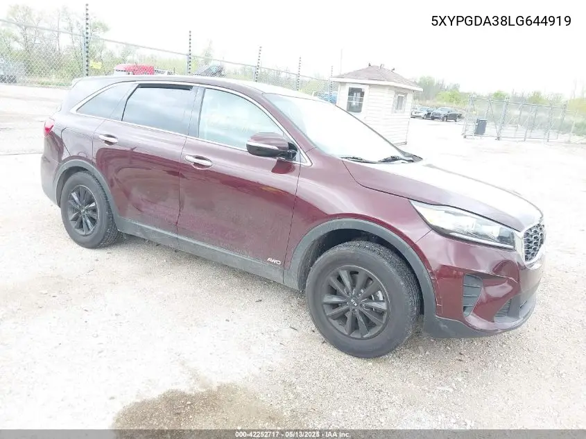 2020 Kia Sorento 2.4L Lx VIN: 5XYPGDA38LG644919 Lot: 42252717