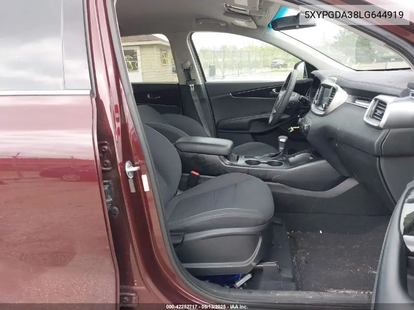 2020 Kia Sorento 2.4L Lx VIN: 5XYPGDA38LG644919 Lot: 42252717