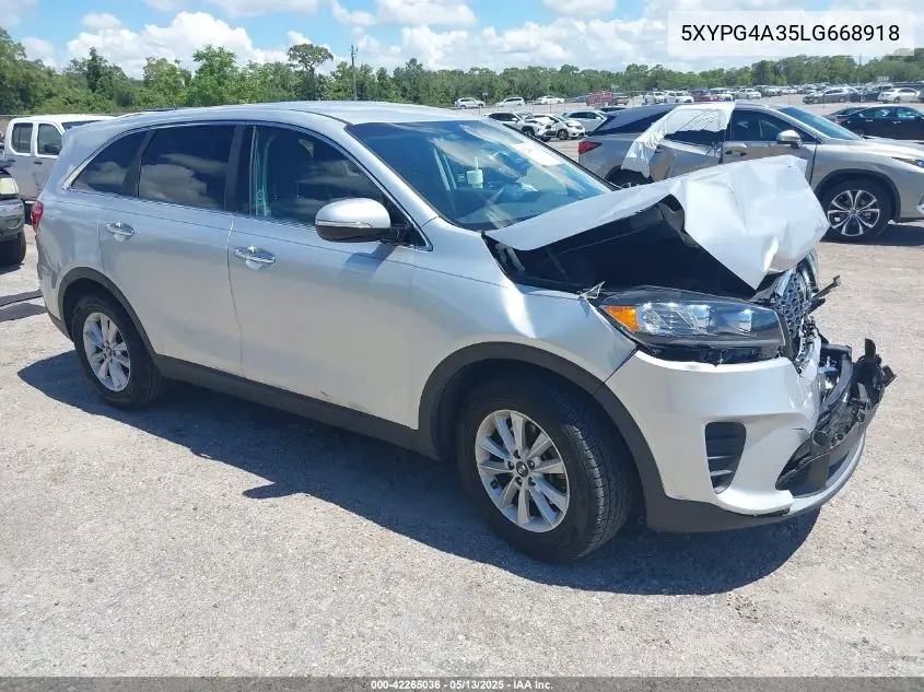 2020 Kia Sorento 2.4L L VIN: 5XYPG4A35LG668918 Lot: 42265036