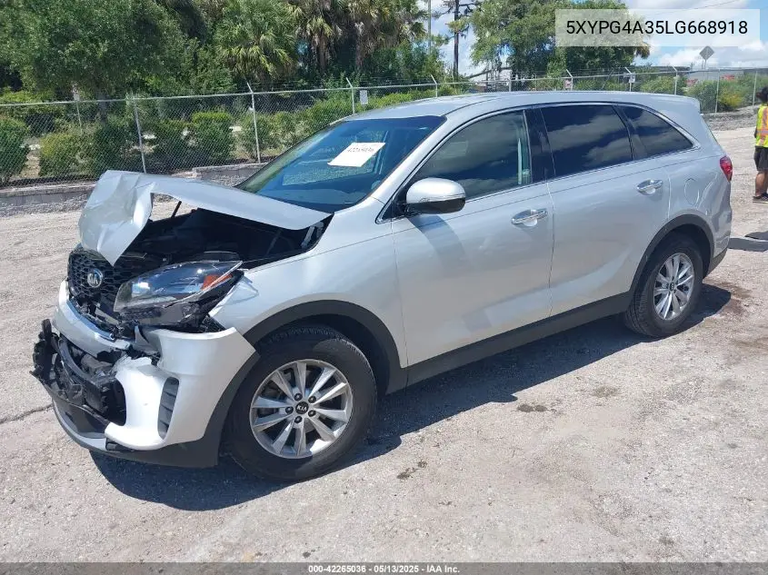 2020 Kia Sorento 2.4L L VIN: 5XYPG4A35LG668918 Lot: 42265036