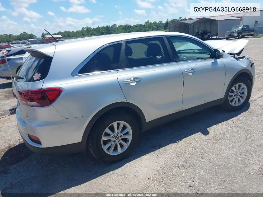 2020 Kia Sorento 2.4L L VIN: 5XYPG4A35LG668918 Lot: 42265036