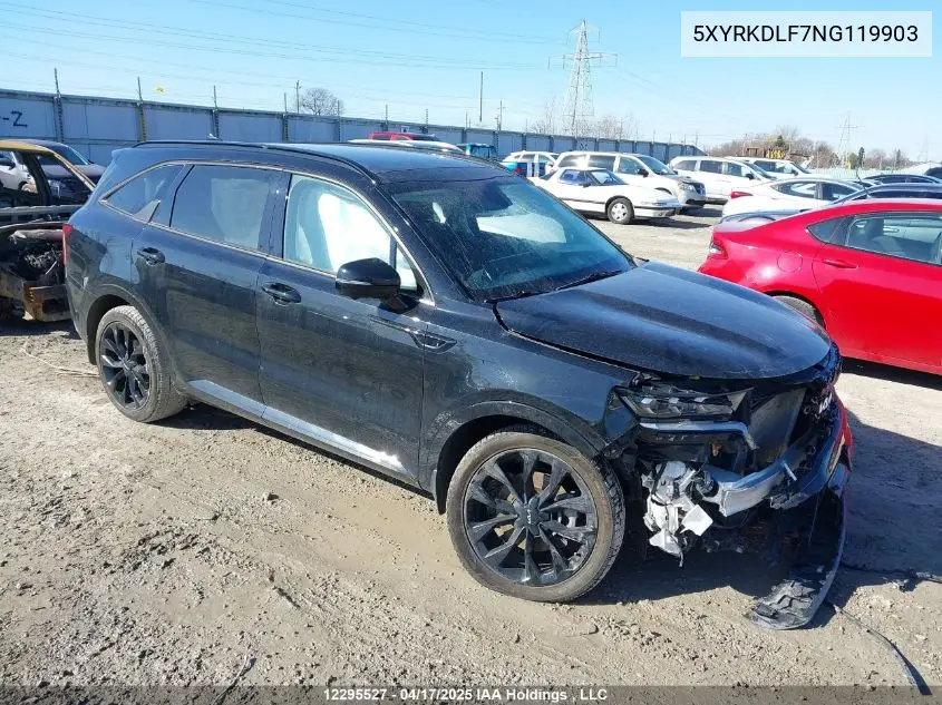2022 Kia Sorento VIN: 5XYRKDLF7NG119903 Lot: 12295527