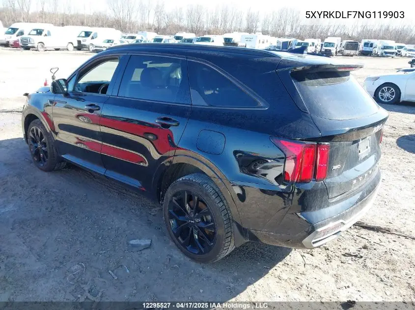 2022 Kia Sorento VIN: 5XYRKDLF7NG119903 Lot: 12295527