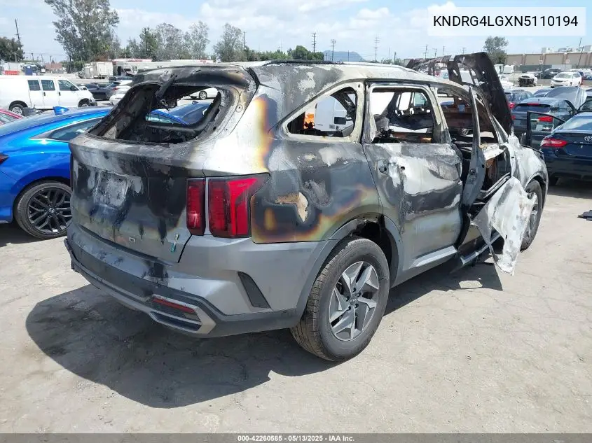 2022 Kia Sorento Hybrid S VIN: KNDRG4LGXN5110194 Lot: 42260585