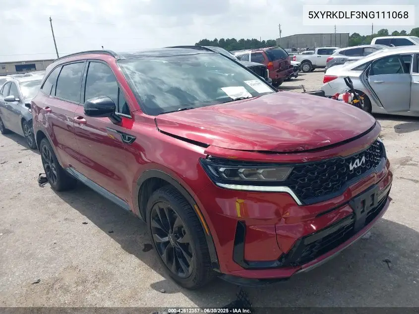 2022 Kia Sorento Sx VIN: 5XYRKDLF3NG111068 Lot: 42612357