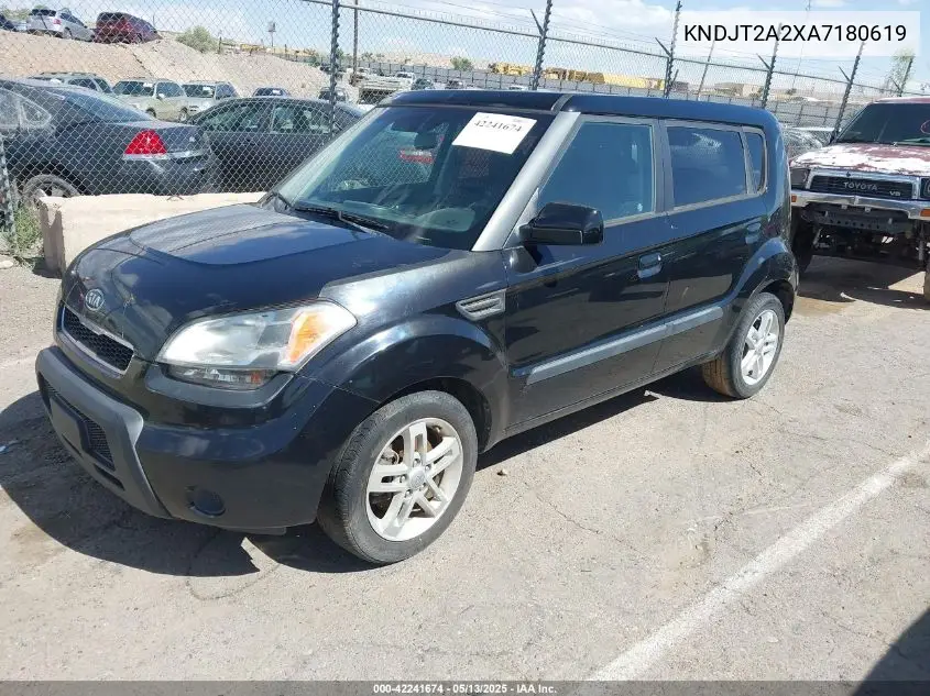 2010 Kia Soul + VIN: KNDJT2A2XA7180619 Lot: 42241674