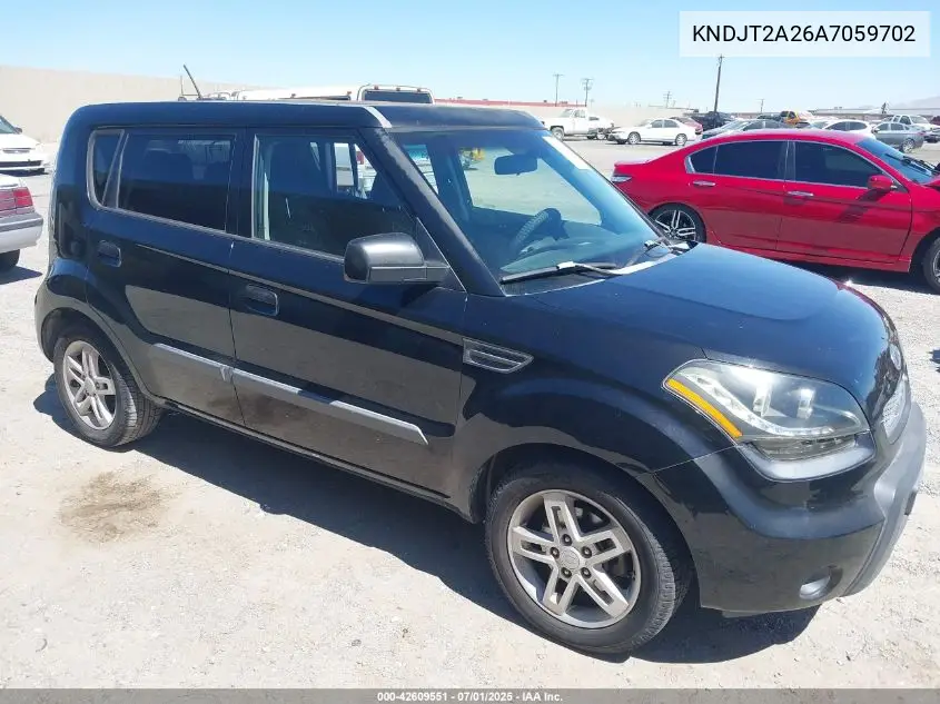 2010 Kia Soul + VIN: KNDJT2A26A7059702 Lot: 42609551