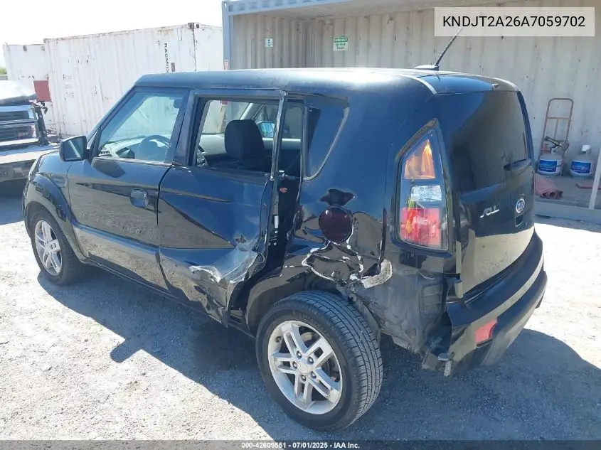 2010 Kia Soul + VIN: KNDJT2A26A7059702 Lot: 42609551