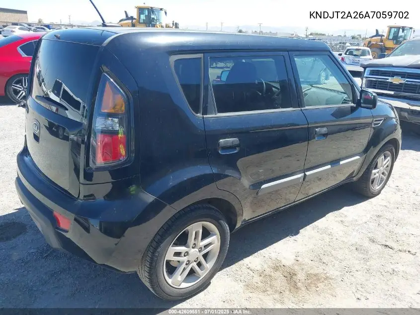 2010 Kia Soul + VIN: KNDJT2A26A7059702 Lot: 42609551