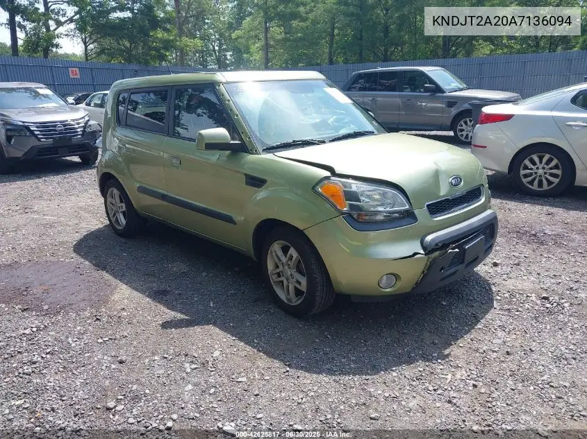 2010 Kia Soul + VIN: KNDJT2A20A7136094 Lot: 42625817