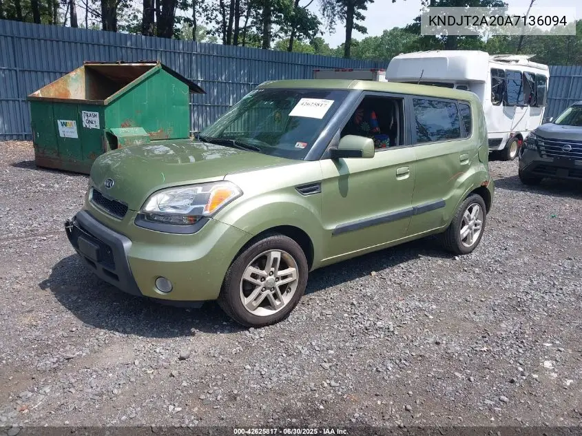 2010 Kia Soul + VIN: KNDJT2A20A7136094 Lot: 42625817