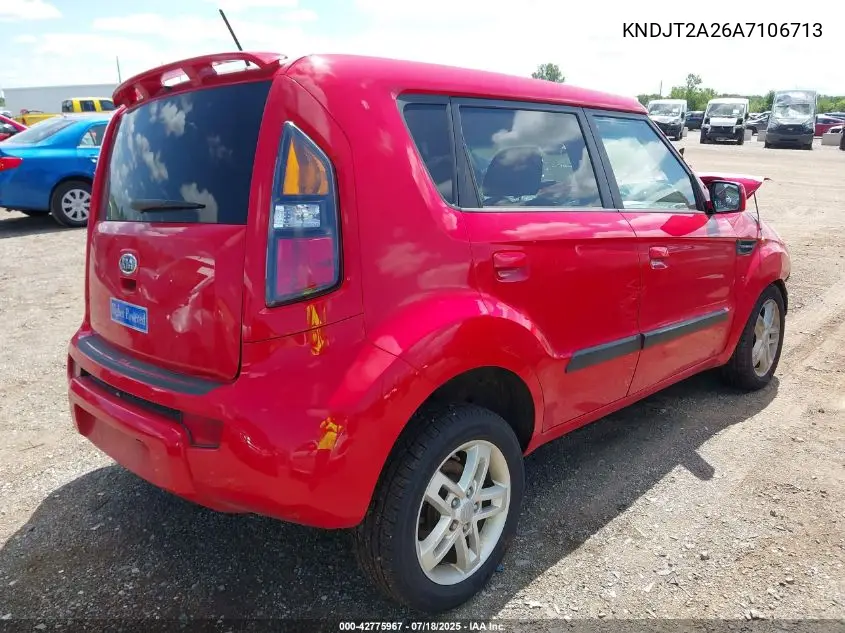 2010 Kia Soul + VIN: KNDJT2A26A7106713 Lot: 42775967
