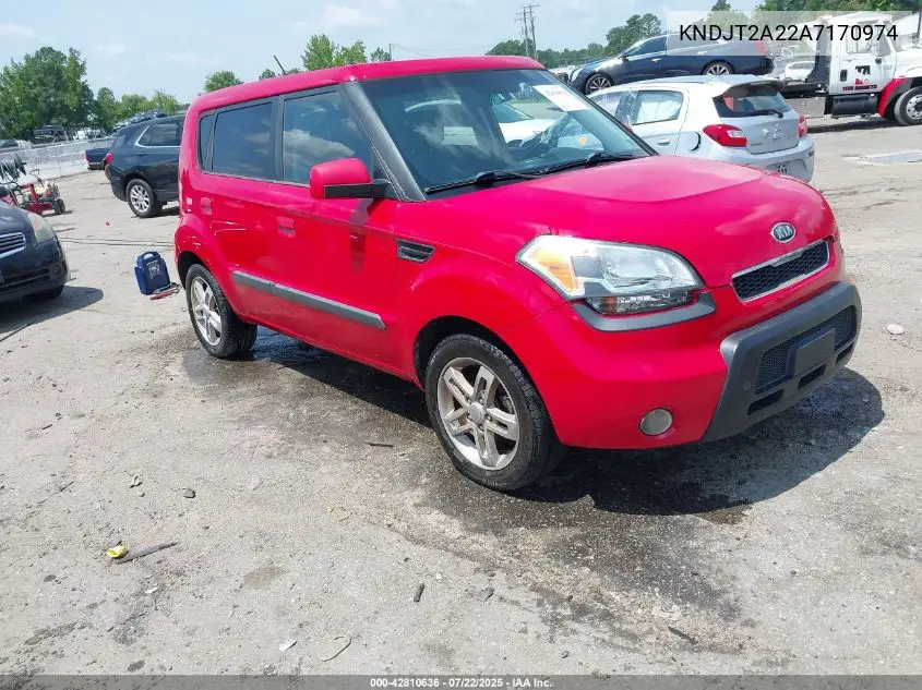 2010 Kia Soul + VIN: KNDJT2A22A7170974 Lot: 42810636