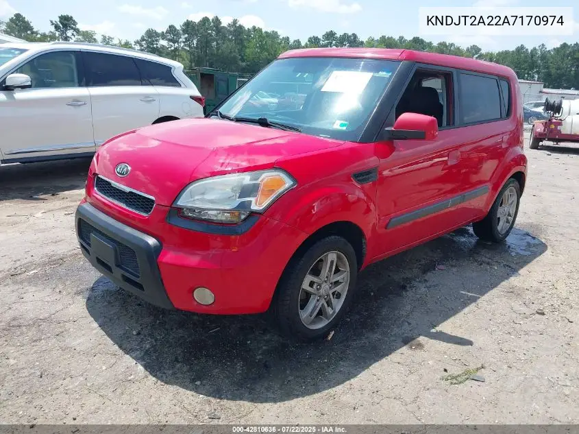 2010 Kia Soul + VIN: KNDJT2A22A7170974 Lot: 42810636