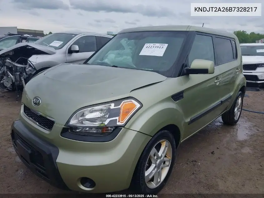 2011 Kia Soul + VIN: KNDJT2A26B7328217 Lot: 42233915