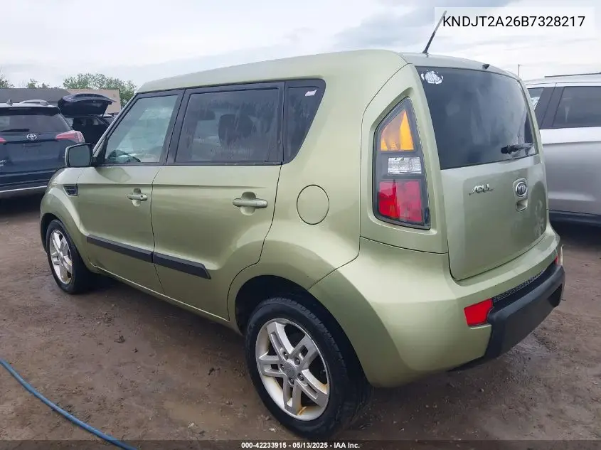 2011 Kia Soul + VIN: KNDJT2A26B7328217 Lot: 42233915
