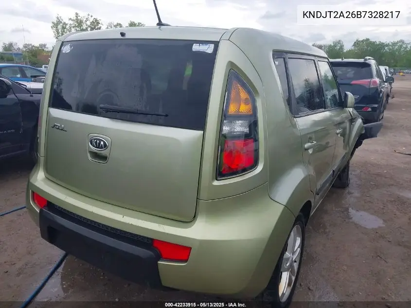 2011 Kia Soul + VIN: KNDJT2A26B7328217 Lot: 42233915