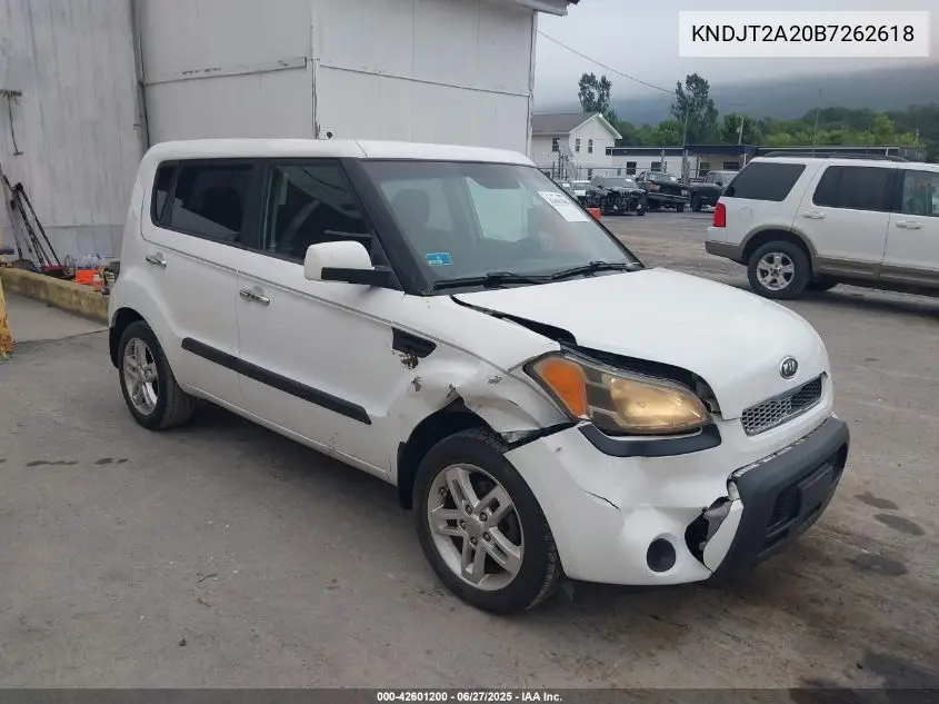2011 Kia Soul + VIN: KNDJT2A20B7262618 Lot: 42601200