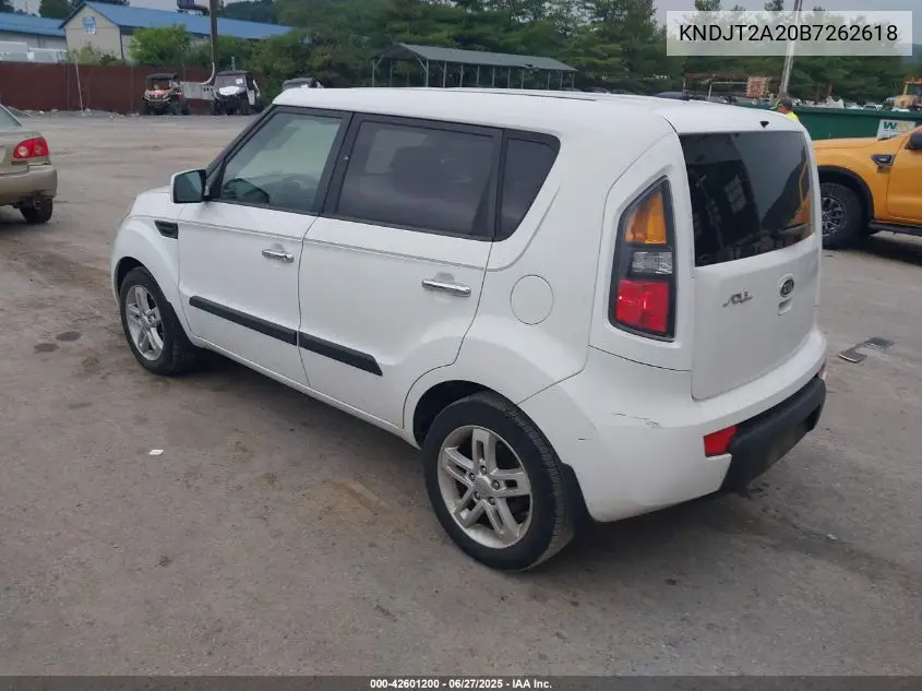 2011 Kia Soul + VIN: KNDJT2A20B7262618 Lot: 42601200