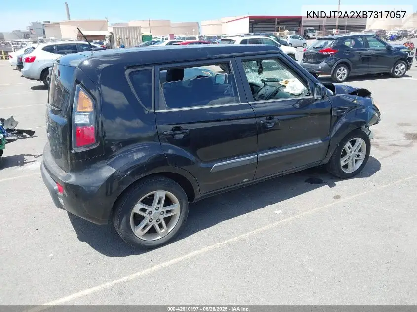 2011 Kia Soul + VIN: KNDJT2A2XB7317057 Lot: 42610197