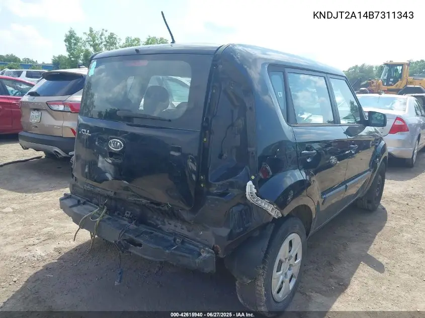 2011 Kia Soul VIN: KNDJT2A14B7311343 Lot: 42615940