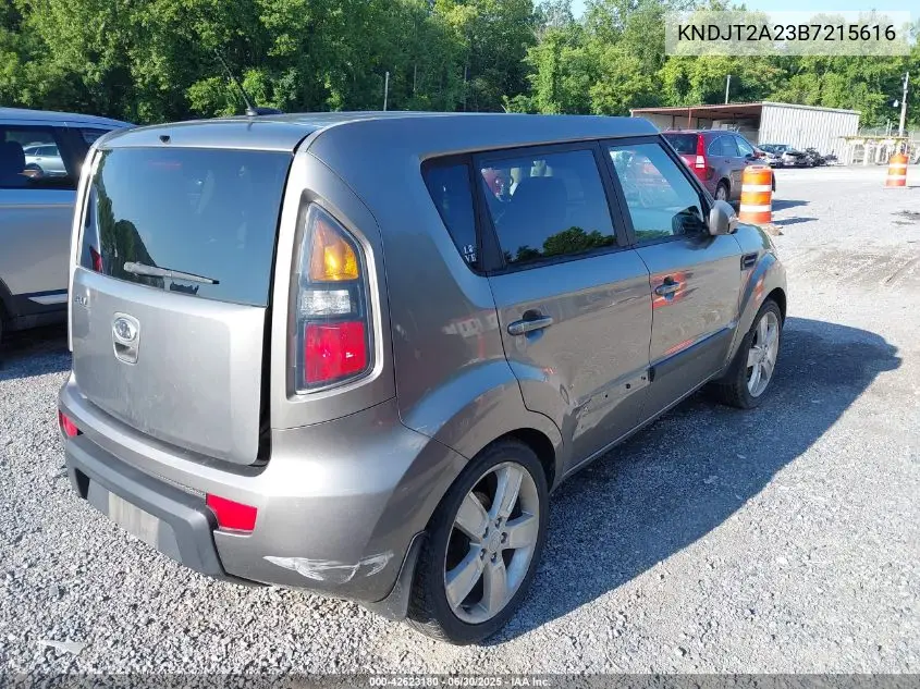 2011 Kia Soul +/!/Sport VIN: KNDJT2A23B7215616 Lot: 42623180
