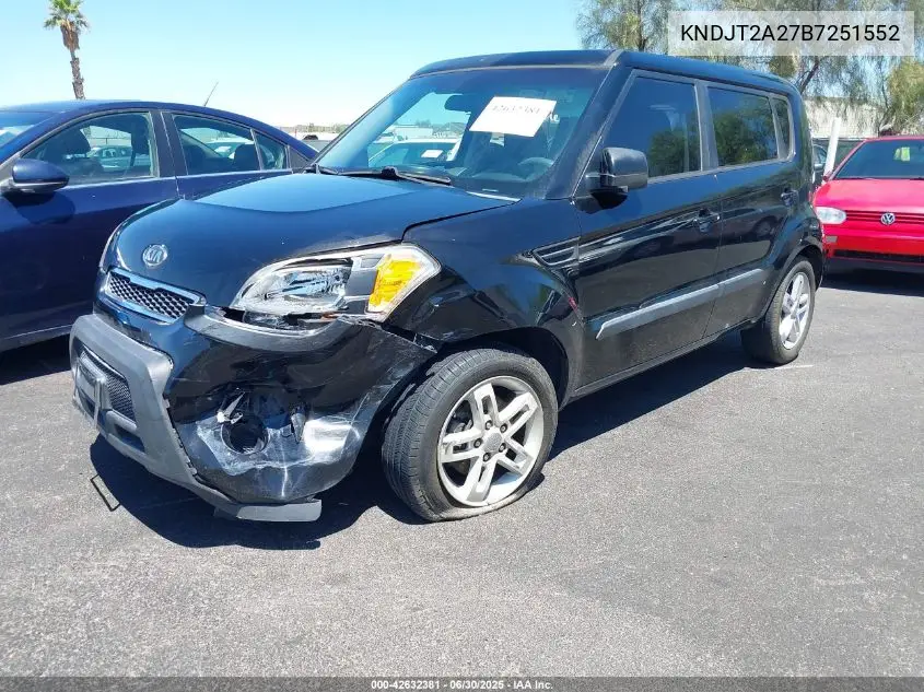 2011 Kia Soul + VIN: KNDJT2A27B7251552 Lot: 42632381