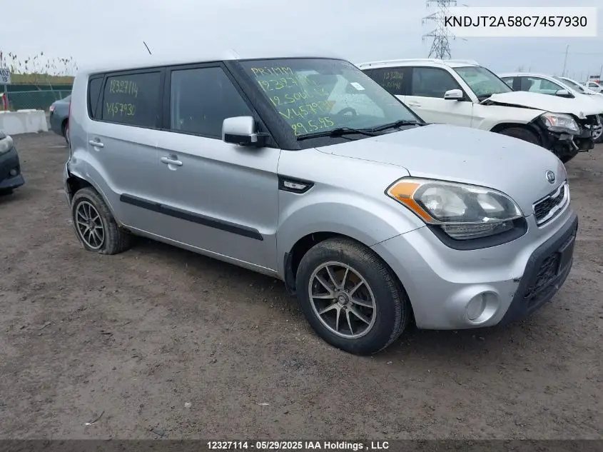 2012 Kia Soul 1.6L VIN: KNDJT2A58C7457930 Lot: 12327114