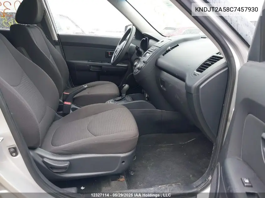 2012 Kia Soul 1.6L VIN: KNDJT2A58C7457930 Lot: 12327114