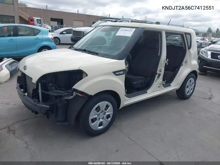 2012 Kia Soul VIN: KNDJT2A56C7412551 Lot: 42258152